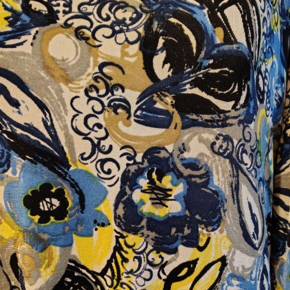 Chico's Travelers Multicolor Floral Stretch Knit 3/4 Sleeve Blouse Size L ...... - Picture 5 of 6